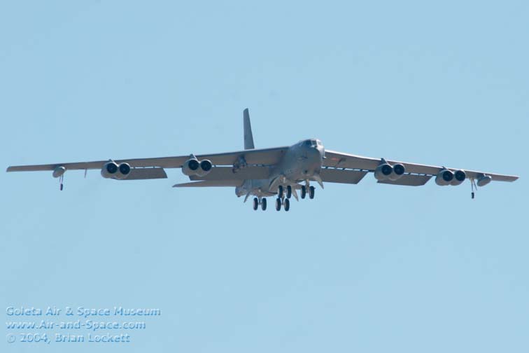 B-52 Bomber with landing gear down resembles that of a Canadian goose who’s ready to land.