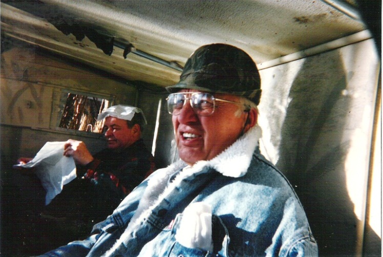 L. to R.: George Britt “Gritt” Kirkpatrick and Marvin “Marv” Chesley sitting in a blind at the KMS hunting site.